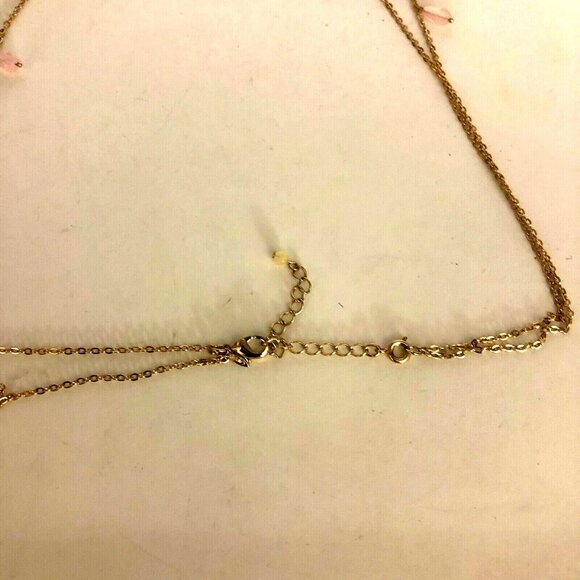 Avon Necklace Pink Long Faceted‎ Teardrop Beaded Dangle 2 Strands - Picture 3 of 4